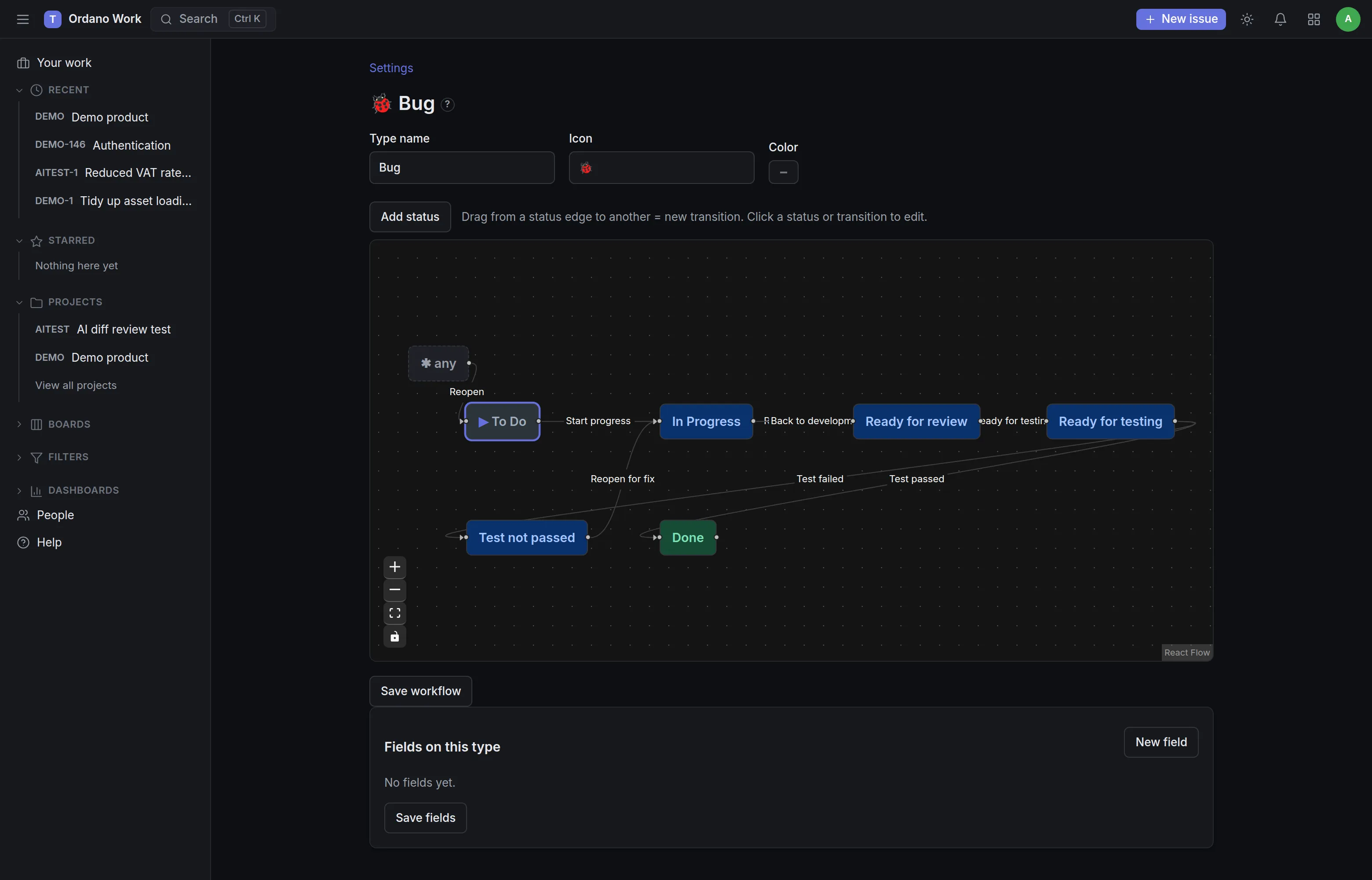 Vizuální editor workflow s podmíněným přechodem